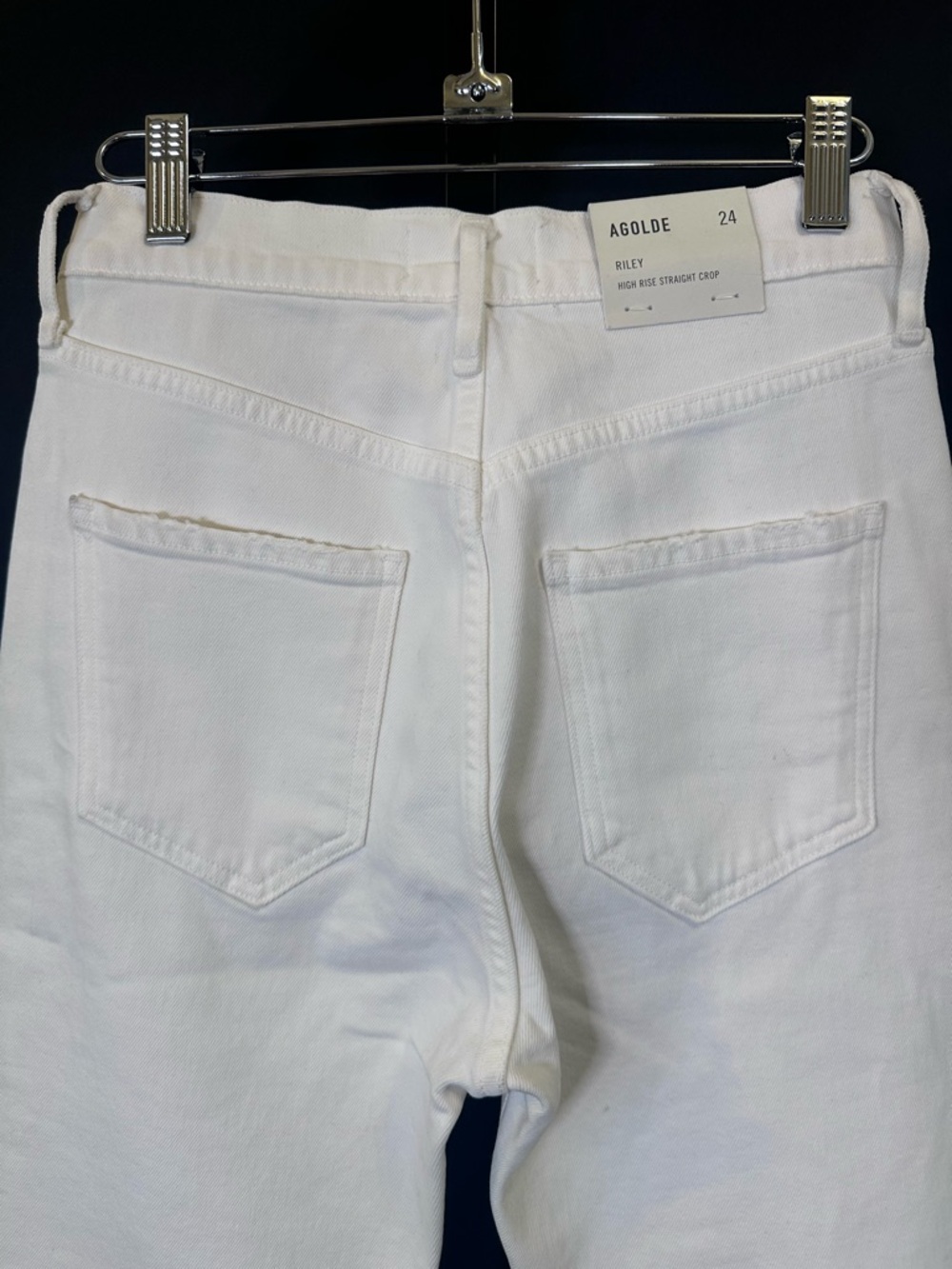 #205- NEW Agolde Riley High Rise White Straight Crop - Comfort Stretch Jeans - Picture 13 of 15